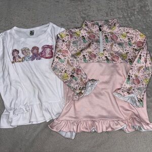 Girls' White and Pink Ruffle Tops